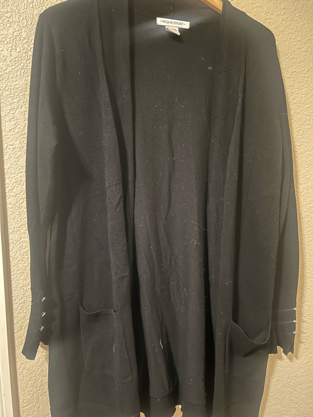 Nine West Black Open Front Knit Cardigan